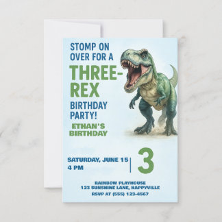 Invitación Tres Rex Boys tercer Fiesta de cumpleaños