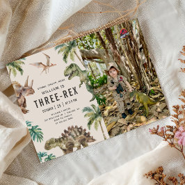 Invitación Tres Rex Dinosaur 3ª foto Fiesta de cumpleaños