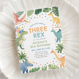 Invitación Tres Rex Dinosaurio Tercer Cumpleaños