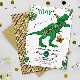 Invitación Tres Rex Dinosaurio Tercer Cumpleaños