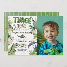 Invitación Tres Rex Dinosaurios Temáticos