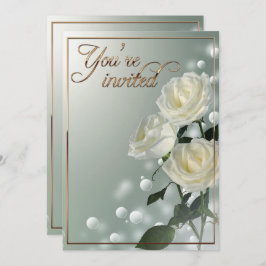Invitación Tres rosas blancas/guarnición de oro