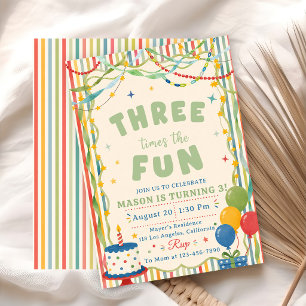 Invitación Tres Veces El Fun Cumpleaños 3