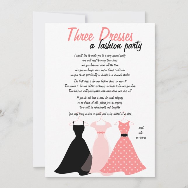 Invitación Tres Vestidos (Anverso)