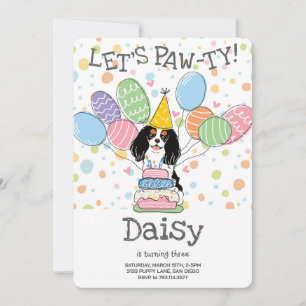 Invitación Tri Color Cavalier King Charles Spaniel Cumpleaños