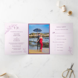 Invitación Tri-Fold Boda De Flores Sin Tiempo