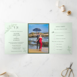 Invitación Tri-Fold Boda De Flores Sin Tiempo