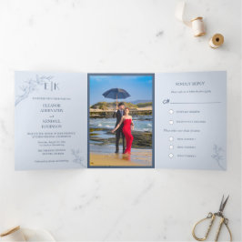 Invitación Tri-Fold Boda De Flores Sin Tiempo