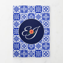 Invitación Tri-Fold Boda de Tile Marigolds mexican