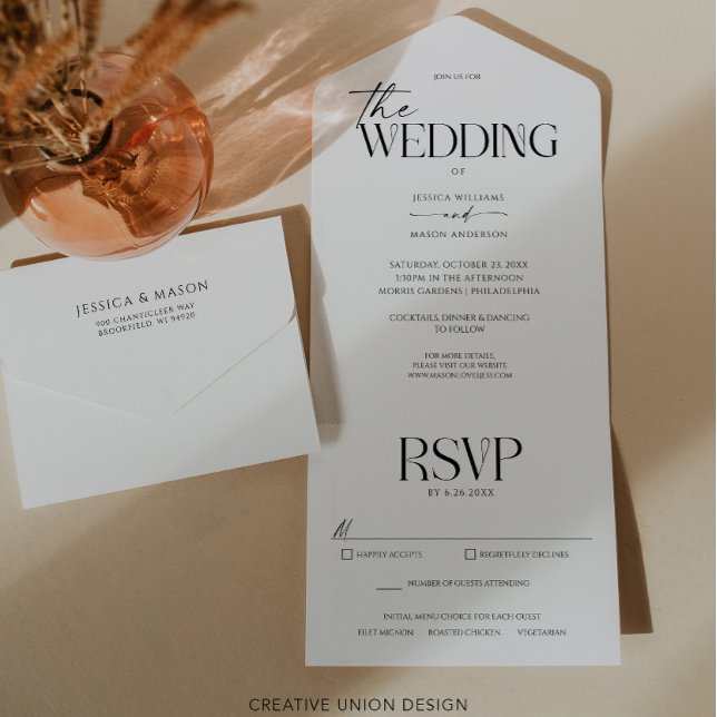 Invitación Tri-Fold Boda de Whimsy Moderno (Subido por el creador)