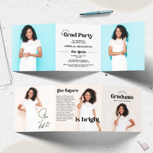 Invitación Tri-Fold de Graduación con Foto Retro M