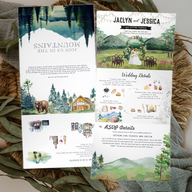 Invitación Tri-Fold de Rustic Forest Mountain Boda (Subido por el creador)