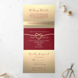 Invitación Tri-Fold moderna de Borgoña