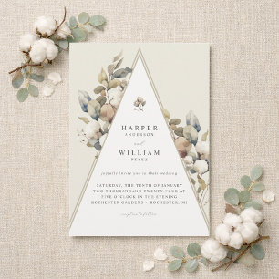 Invitación triángulo bohemio de algodón para boda