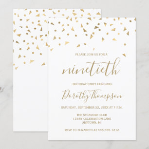 Invitación Triángulos de confeti dorado Fiesta de cumpleaños 
