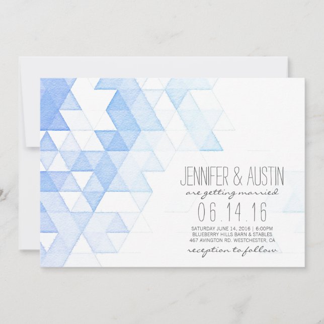 Invitación Triángulos geométricos de acuarela | Boda moderno (Anverso)