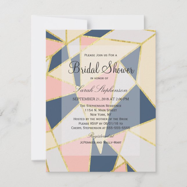 Invitación Triángulos geométricos Multicolor elegantes (Anverso)