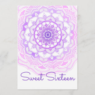 Invitación Tribal Bohemia Mandala Morado Dulce Dieciséis