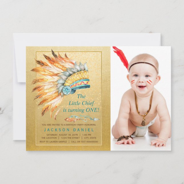 Invitación Tribal Boho Birthday Party (Anverso)