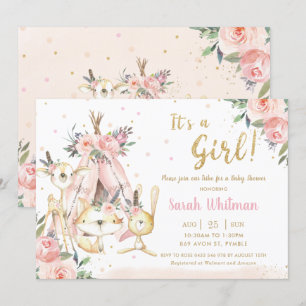Invitación Tribal de animales de Woodland es un Baby Shower C