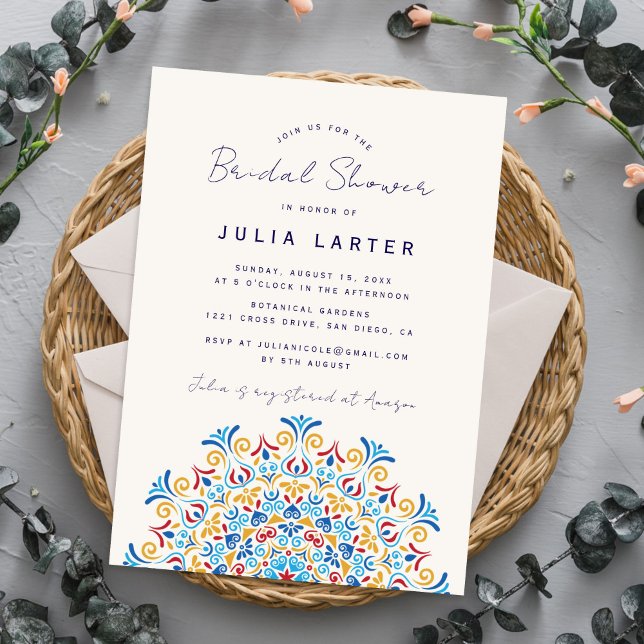 Invitación Tribal Folk Country Crest Mandala Bridal Shower (Subido por el creador)