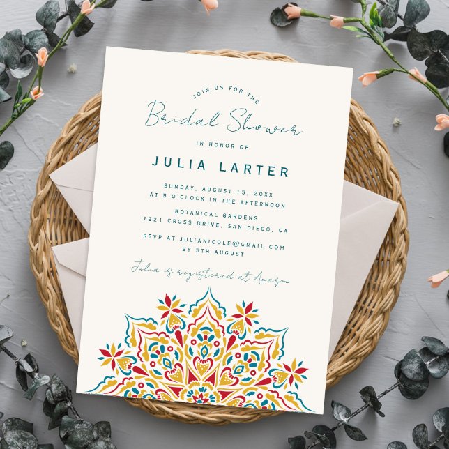Invitación Tribal Folk Country Crest Mandala Bridal Shower (Subido por el creador)