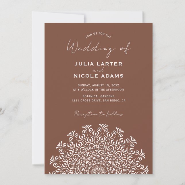 Invitación Tribal Folk Country Culture Crest Mandala Wedding (Anverso)