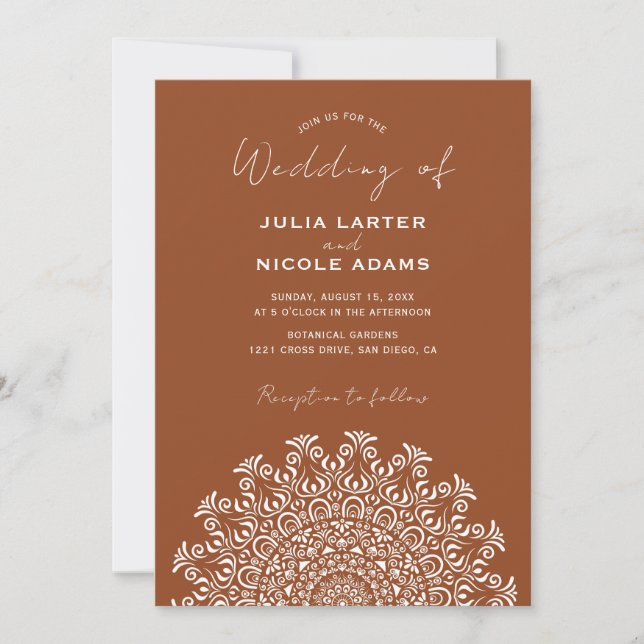 Invitación Tribal Folk Country Culture Crest Mandala Wedding (Anverso)