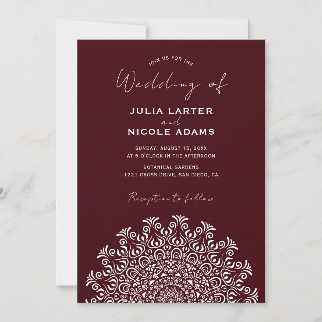 Invitación Tribal Folk Country Culture Crest Mandala Wedding (Anverso)