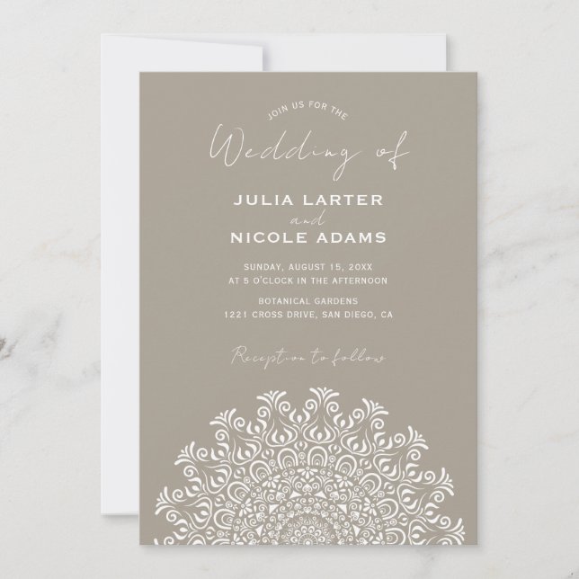 Invitación Tribal Folk Country Culture Crest Mandala Wedding (Anverso)