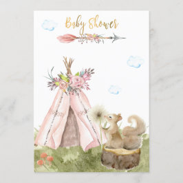 Invitación *~* Tribal Teepee Boho Squirrel Woodland Forest