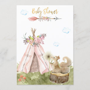 Invitación *~* Tribal Teepee Boho Squirrel Woodland Forest