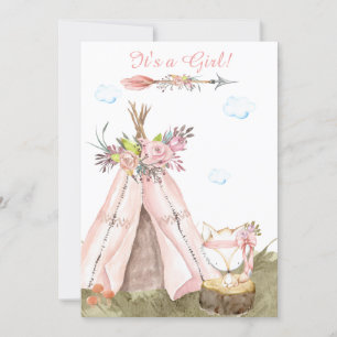 Invitación *~* Tribal Teepee . Boho Woodland Forest Chica Fox
