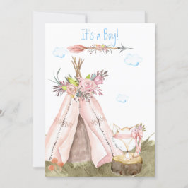 Invitación *~* Tribal Teepee Boho Woodland Fox Forest Boy