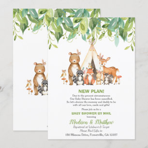 Invitación Tribal Woodland Baby Shower por correo Greenery Bo