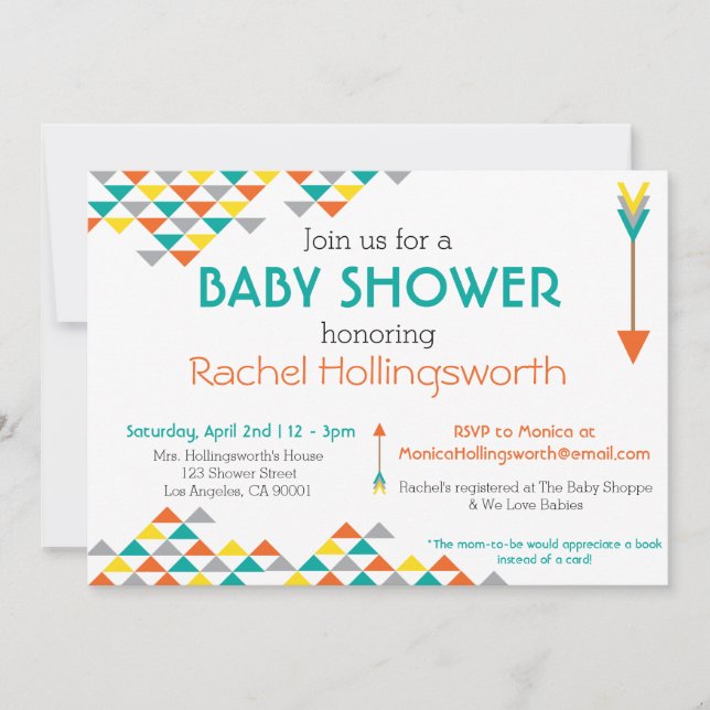 Invitación tribal y de la flecha de moda de Baby (Anverso)