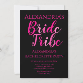 Invitación Tribu de novias Bachelorette Fiesta de negro rosad