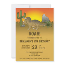 Triceratops Dinosaur En El Desierto Cumpleaños De