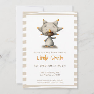 Invitación Triceratops Fiesta de Baby Shower Neutral de dinos