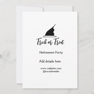 Invitación Trick o tratar la fiesta de Halloween gorra negro 