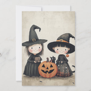 Invitación Trick o trato de niños de Halloween retro lindo