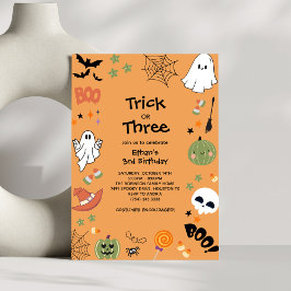Invitación Trick o Treat Cute Ghost Halloween 3º cumpleaños