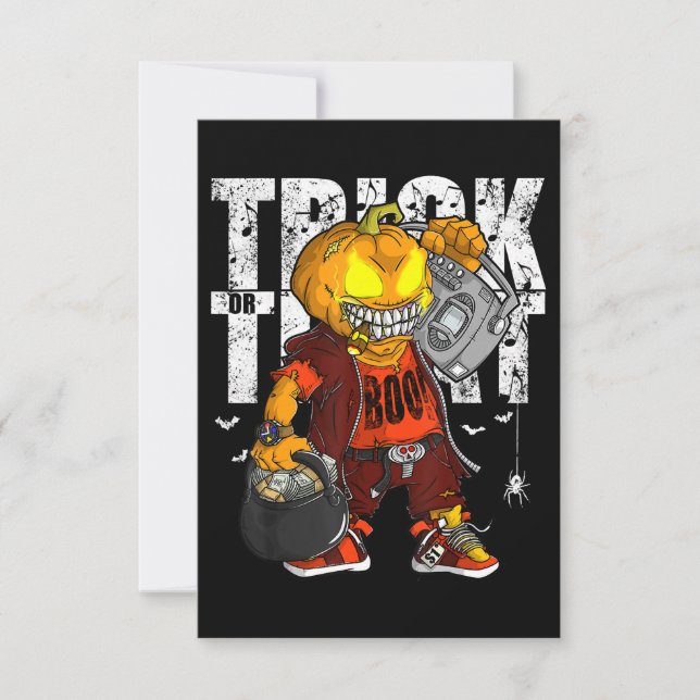 Invitación Trick o Treat Dope Hip Hop Halloween Gráficos Homb (Anverso)