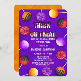 Invitación Trick o Trek Candy Halloween Costume cumpleaños