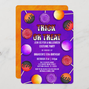 Invitación Trick o Trek Candy Halloween Costume cumpleaños
