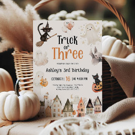 Invitación Trick o tres cumpleaños de Halloween