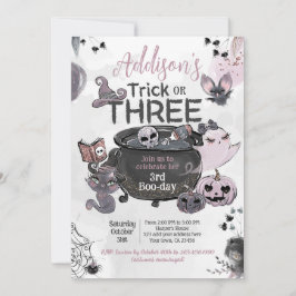 Invitación Trick or Three 3rd Birthday Halloween