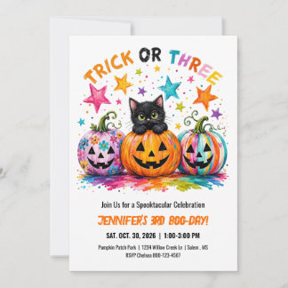 Invitación Trick or Three Cumpleaños 3º Fiesta de Halloween G