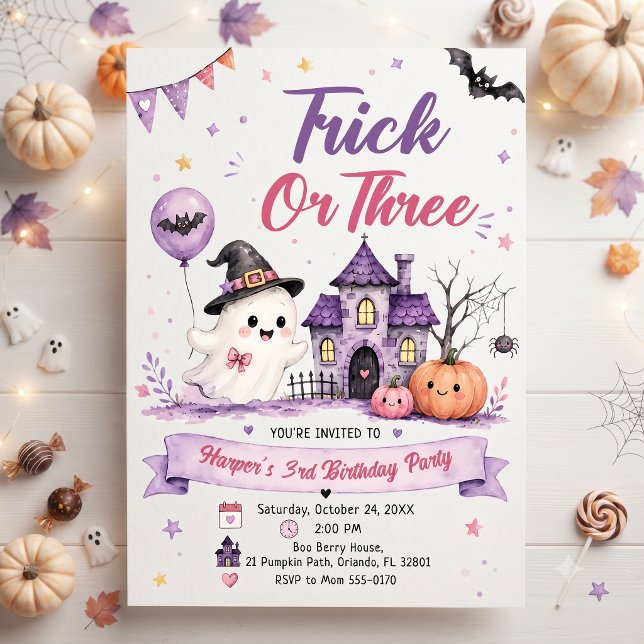 Invitación Trick or Three Halloween Birthday Party (Subido por el creador)