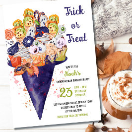 Invitación Trick or Treat Witch Hat Halloween Food Birthday